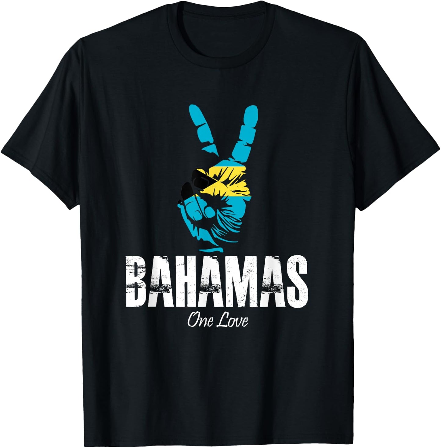One Love Bahamas Peace Sign! Bahamian Vacation T-Shirt - T-Shirt | Black