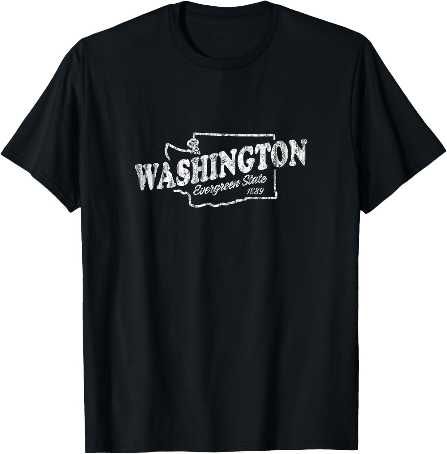 Washington WA Vintage Evergreen State T-Shirt - T-Shirt | Black