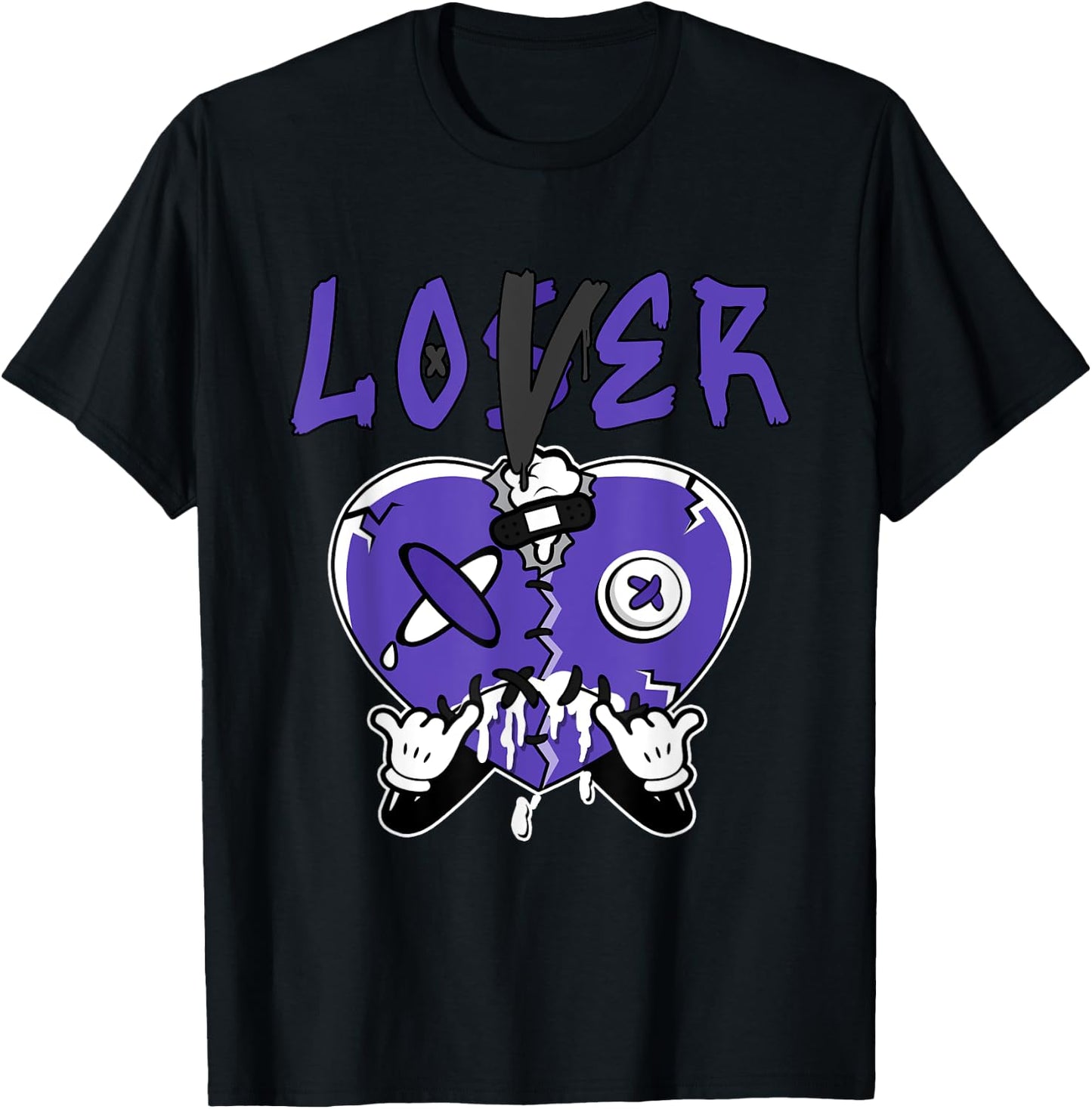 Loser Love Drip Heart Matching Black Field Purple 12s T-Shirt - T-Shirt | Black