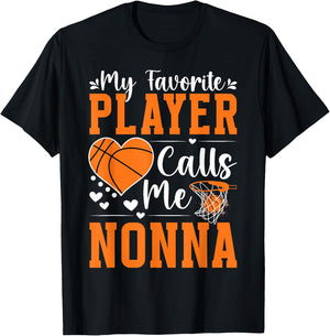 Favorite Basketball Player Calls Me Nonna Basketball Nonna T-Shirt - T-Shirt | Black
