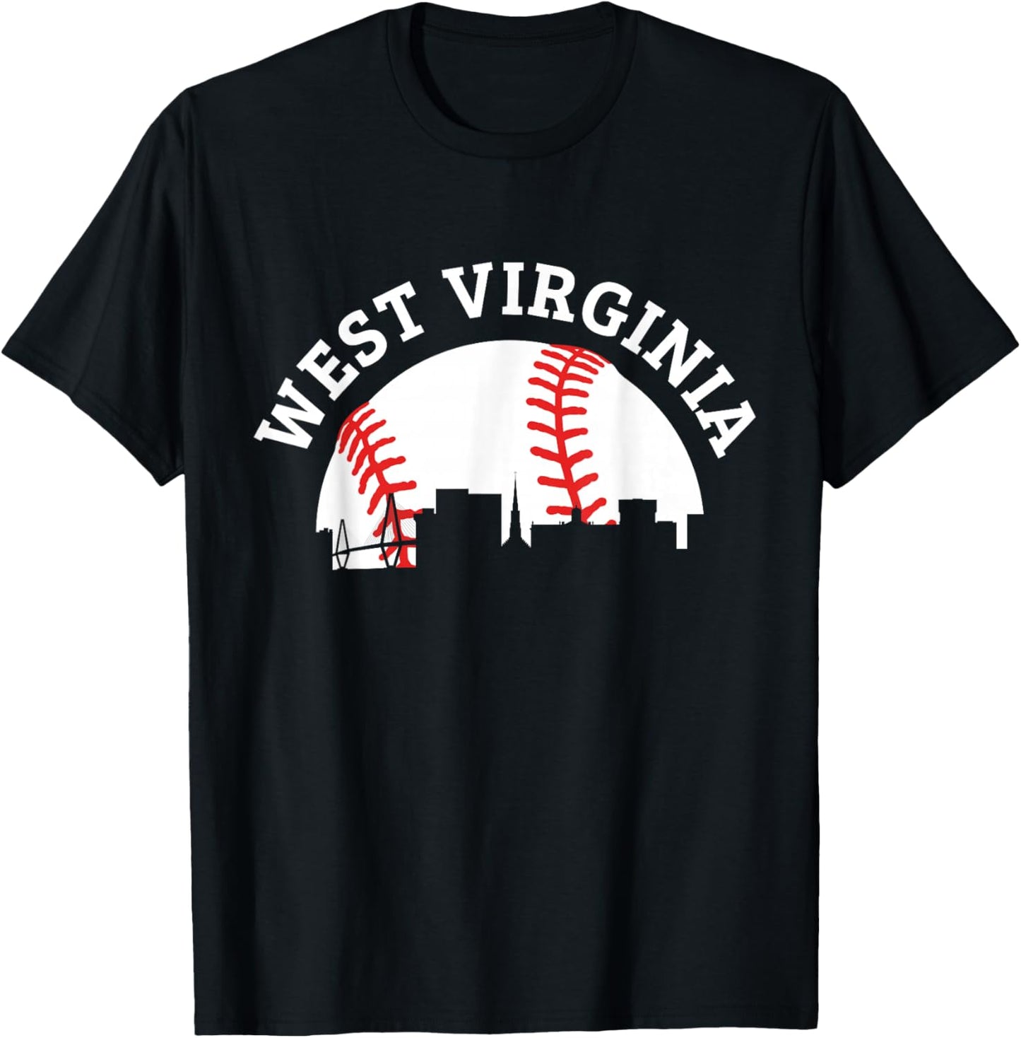 West Virginia Baseball Vintage State Pride Design T-Shirt - T-Shirt | Black