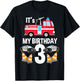 It's My Birthday Fire Truck Police Car 3rd Birthday T-Shirt - T-Shirt | Black