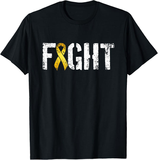 Fight Childhood Cancer Military Style Awareness Ribbon T-Shirt - T-Shirt | Black