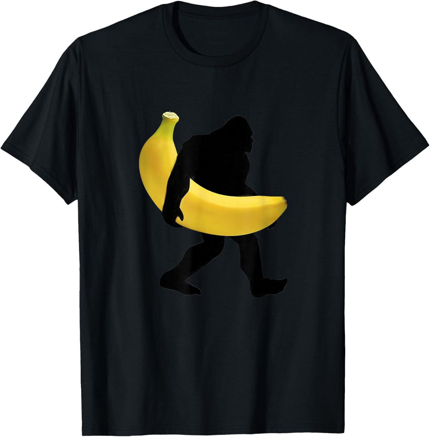 Bigfoot Carrying Banana Fruit Shirt Vegan SasQuatch Gorilla T-Shirt - T-Shirt | Black