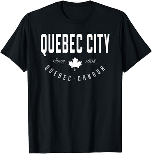 Quebec City Shirt Quebec Canada Maple Leaf Canadian Gift T-Shirt - T-Shirt | Black