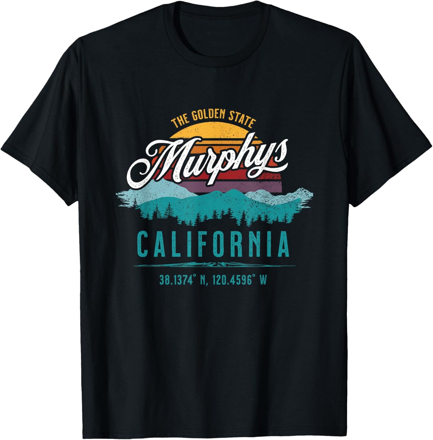 Retro Murphys California Mountains Sun Grunge Art Souvenir T-Shirt - T-Shirt | Black