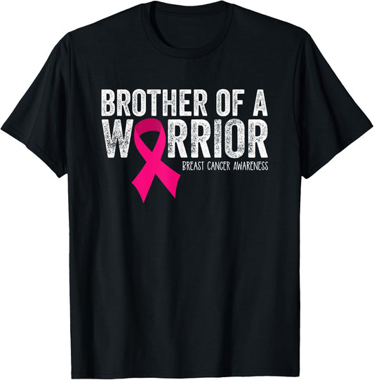 Brother of a Warrior Breast Cancer Awareness Pink T-Shirt - T-Shirt | Black