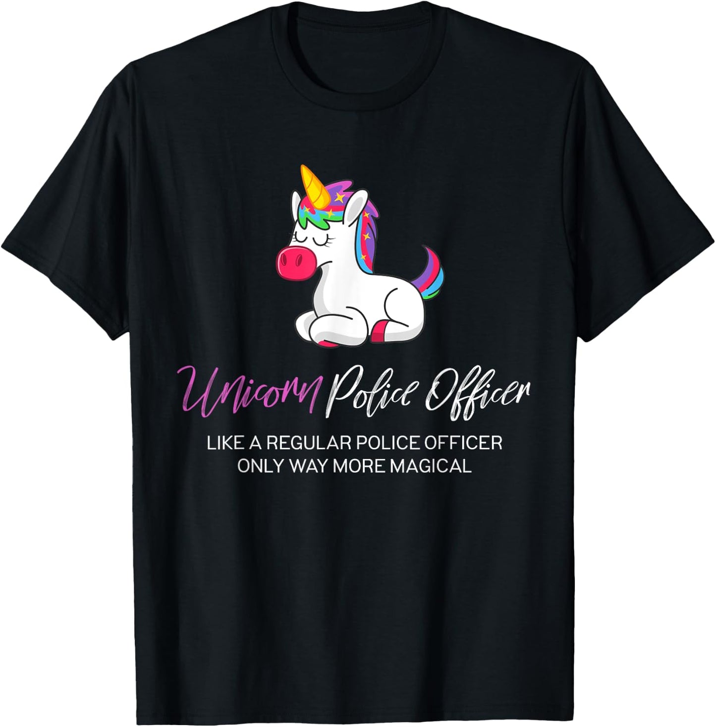 Police Unicorn Shirt, Police Officer Gifts T-Shirt - T-Shirt | Black