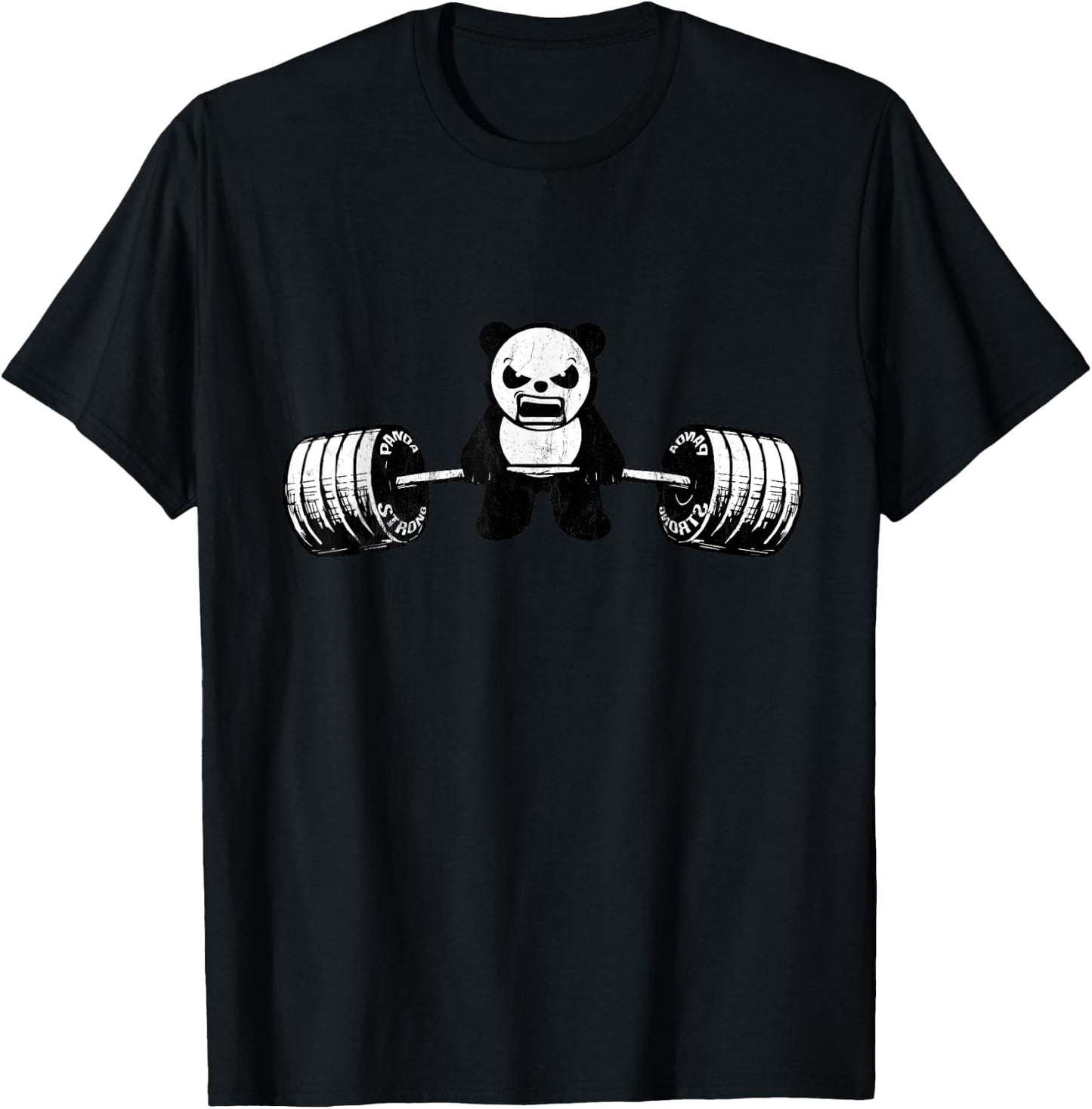 Panda Bear Deadlifts - Weightlifting Gym Design T-Shirt - T-Shirt | Black