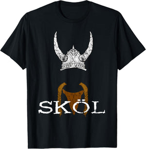 Skol Viking Helmet Nordic Scandinavian Norse Mythology T-Shirt - T-Shirt | Black