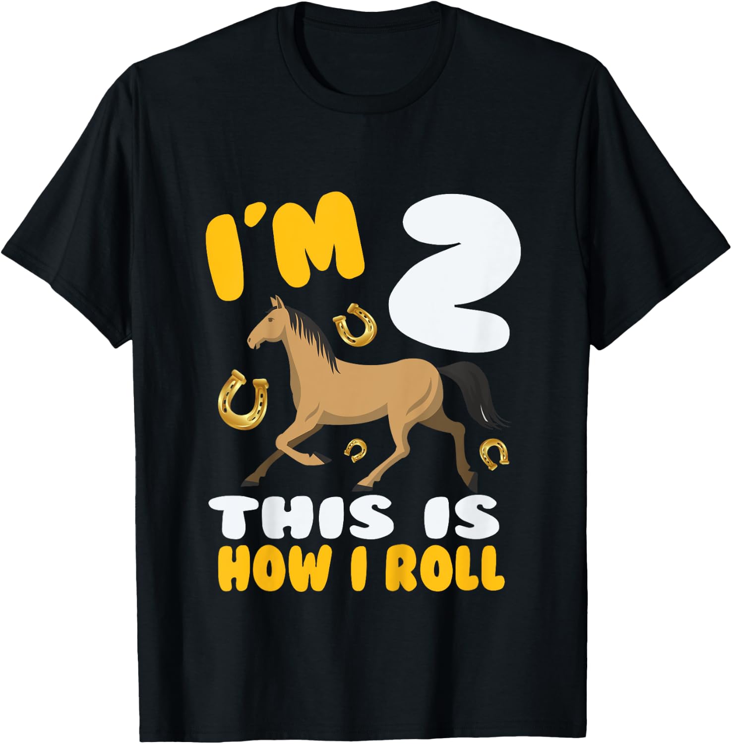 Im 2 This Kid Loves Horse Riding 2nd Year Birthday Theme T-Shirt - T-Shirt | Black