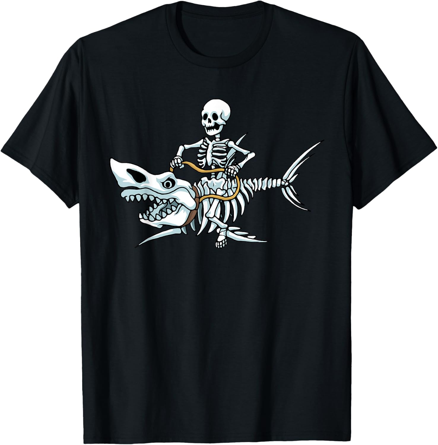 Halloween shark skeleton funny Halloween T-Shirt - T-Shirt | Black