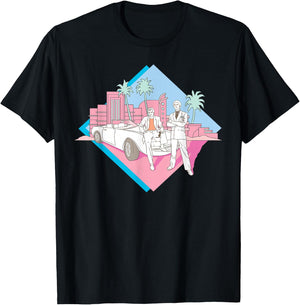 Miami Vice Corckett and Tubbs Posing T-Shirt - T-Shirt | Black