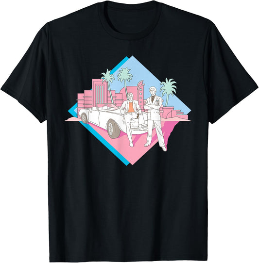 Miami Vice Corckett and Tubbs Posing T-Shirt - T-Shirt | Black