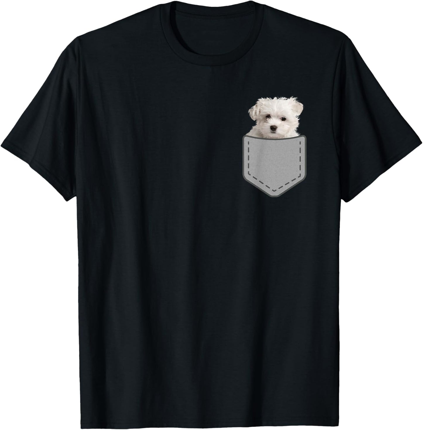 Maltese Puppy Dog in Your Pocket Small T-Shirt - T-Shirt | Black