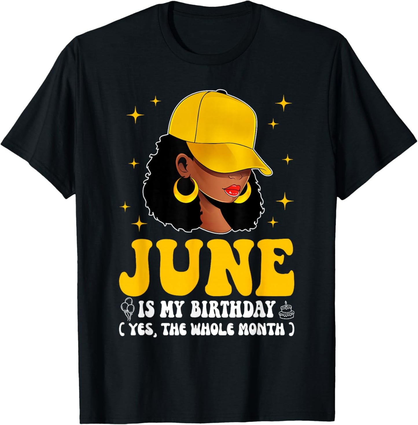 June Birthday African American Afro Girl Black Woman T-Shirt - T-Shirt | Black
