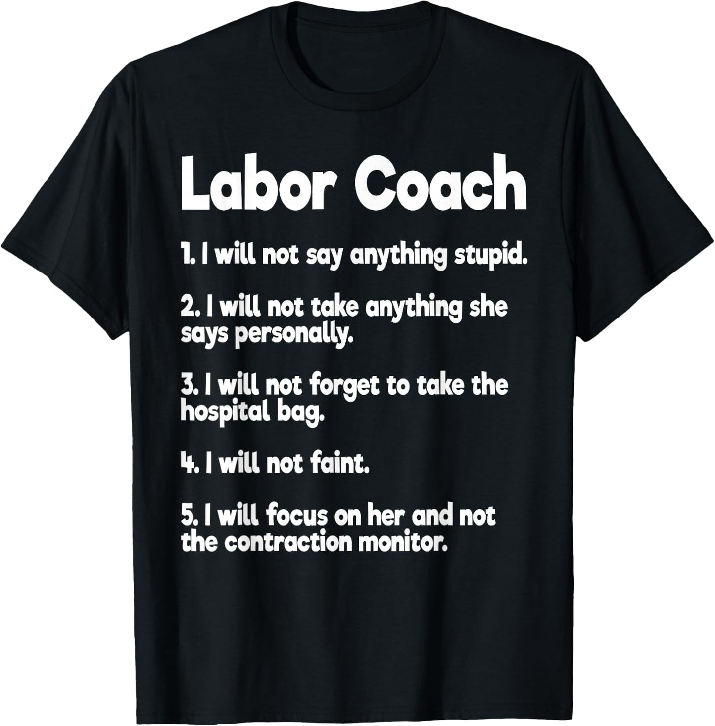 Labor Coach Expecting Dad Rules Papa Funny Baby T-Shirt - T-Shirt | Black