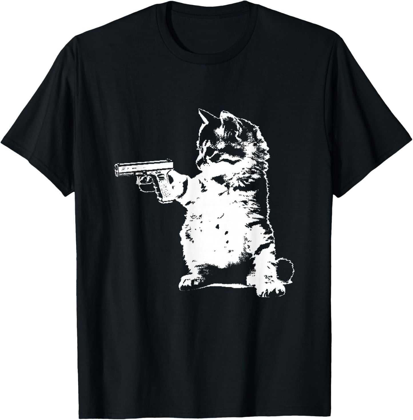 Gun kitty funny cat T-Shirt - T-Shirt | Black