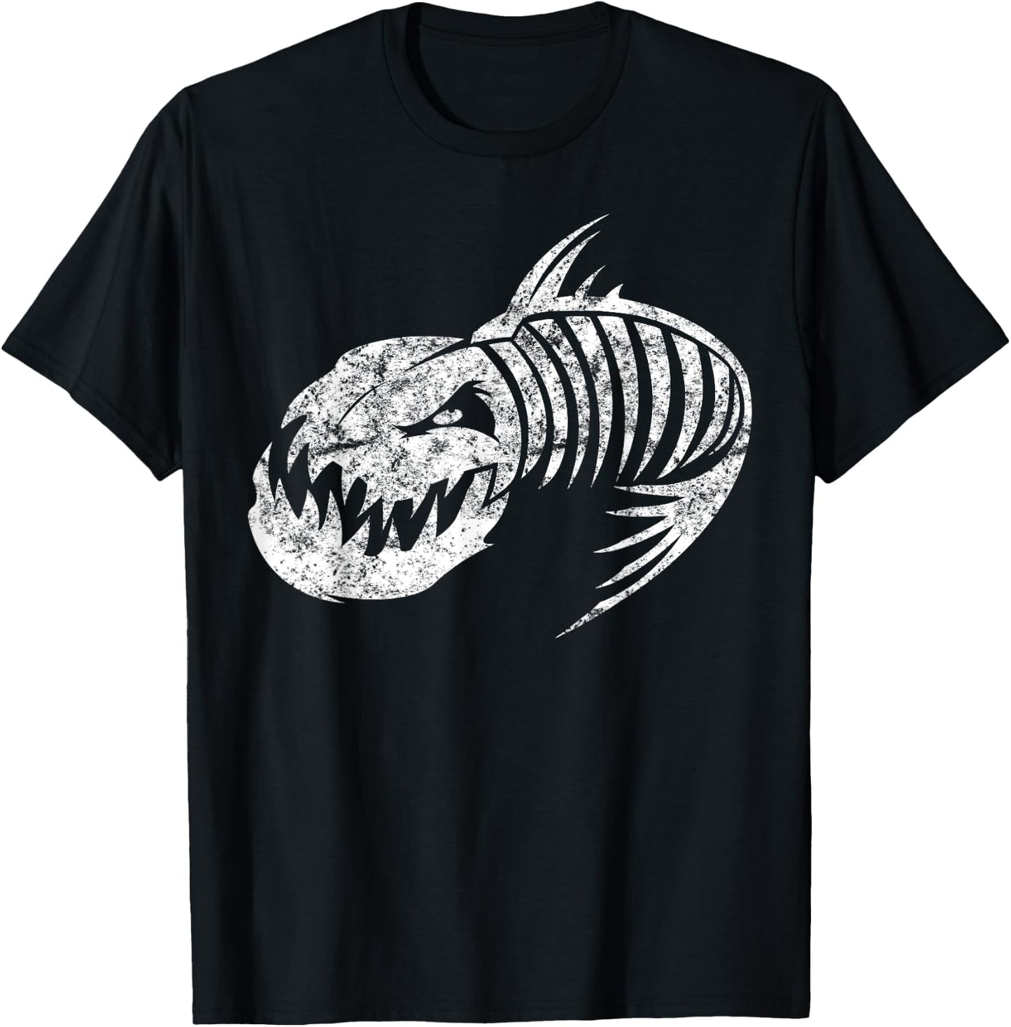 Badass Gifts Fish Bone Skeleton Vintage T-Shirt - T-Shirt | Black
