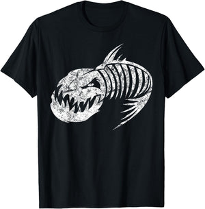 Badass Gifts Fish Bone Skeleton Vintage T-Shirt - T-Shirt | Black