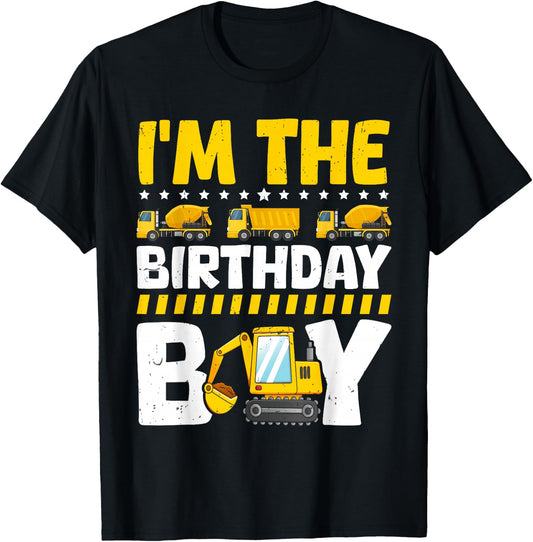Family Theme Construction Birthday Party Supplies I'm The Birthday Boy Construction Theme Bday T-Shirt - T-Shirt | Black