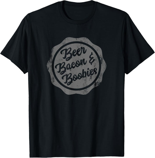 Beer Bacon & Boobies: my favorite things funny boob T-Shirt - T-Shirt | Black