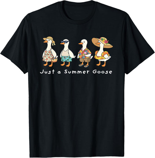 Just A Silly Goose Summer Cute Goose Summer Vacation T-Shirt - T-Shirt | Black