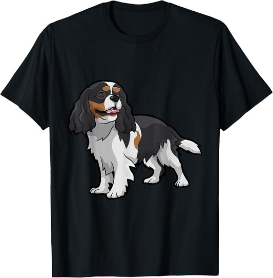 Cute Tri-Color Cavalier King Charles Spaniel T-Shirt - T-Shirt | Black