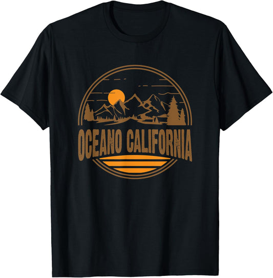 Vintage Oceano, California Mountain Hiking Souvenir Print T-Shirt - T-Shirt | Black