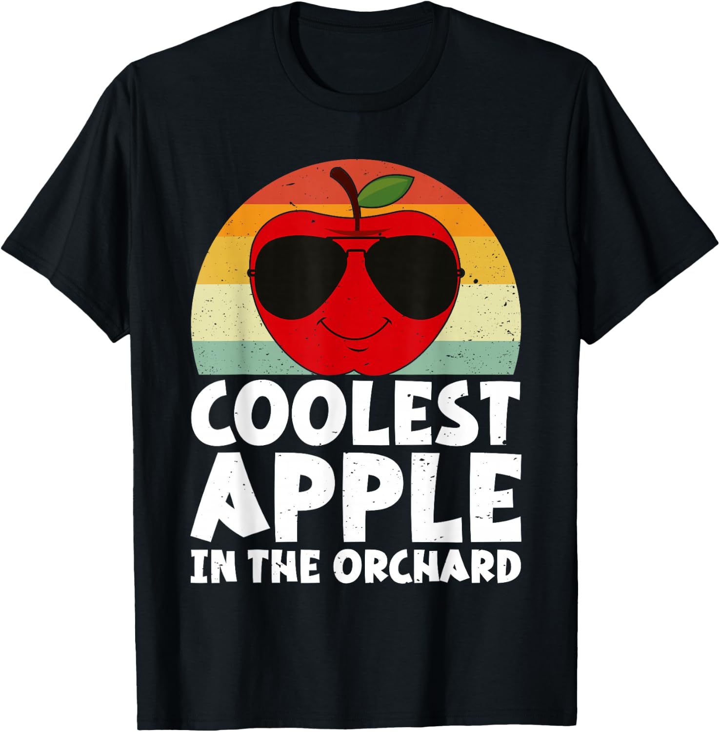 Retro Coolest Apple in The Orchard | Apple Picking Season T-Shirt - T-Shirt | Black