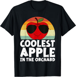Retro Coolest Apple in The Orchard | Apple Picking Season T-Shirt - T-Shirt | Black