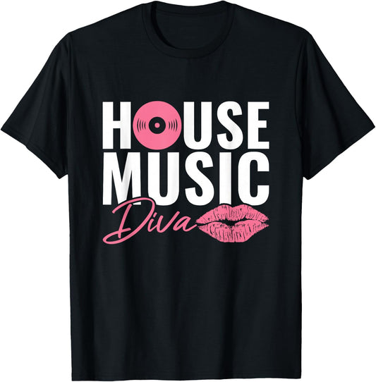 House Music Lovers EDM Electronic Music Apparel -Adults Black Small U-Neck Short Sleeve T-Shirt - T-Shirt | Black
