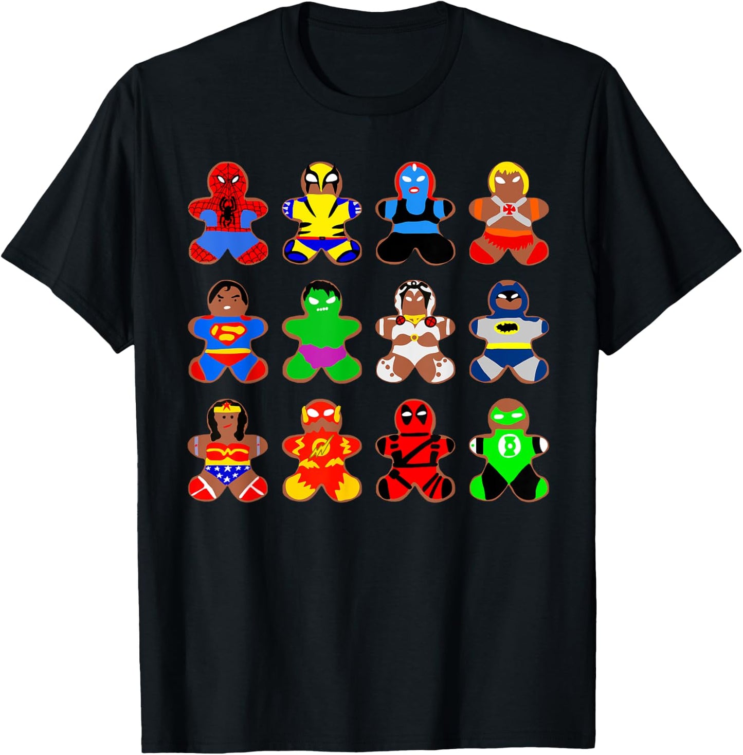 Superhero Gingerbread Man Women Men Christmas Xmas T-Shirt - T-Shirt | Black