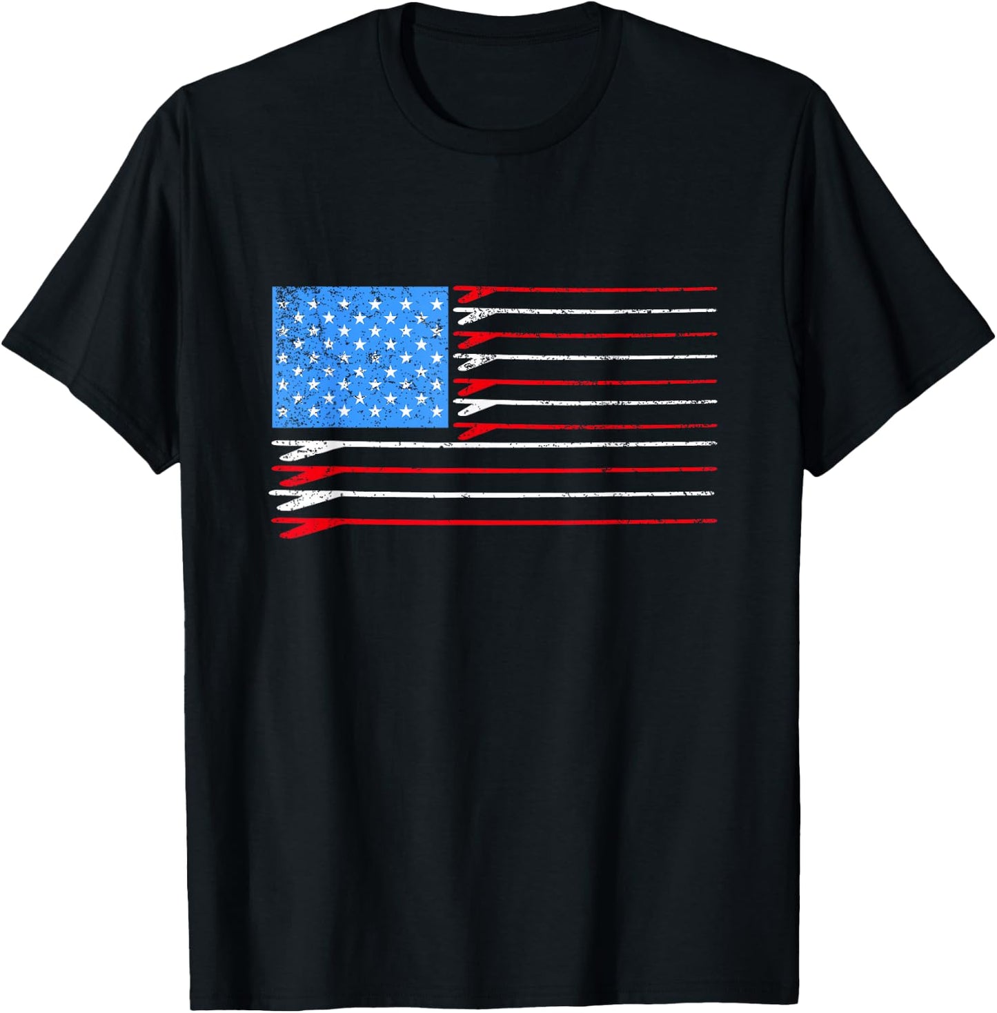 Surfboard American Flag Surfer T-Shirt - T-Shirt | Black