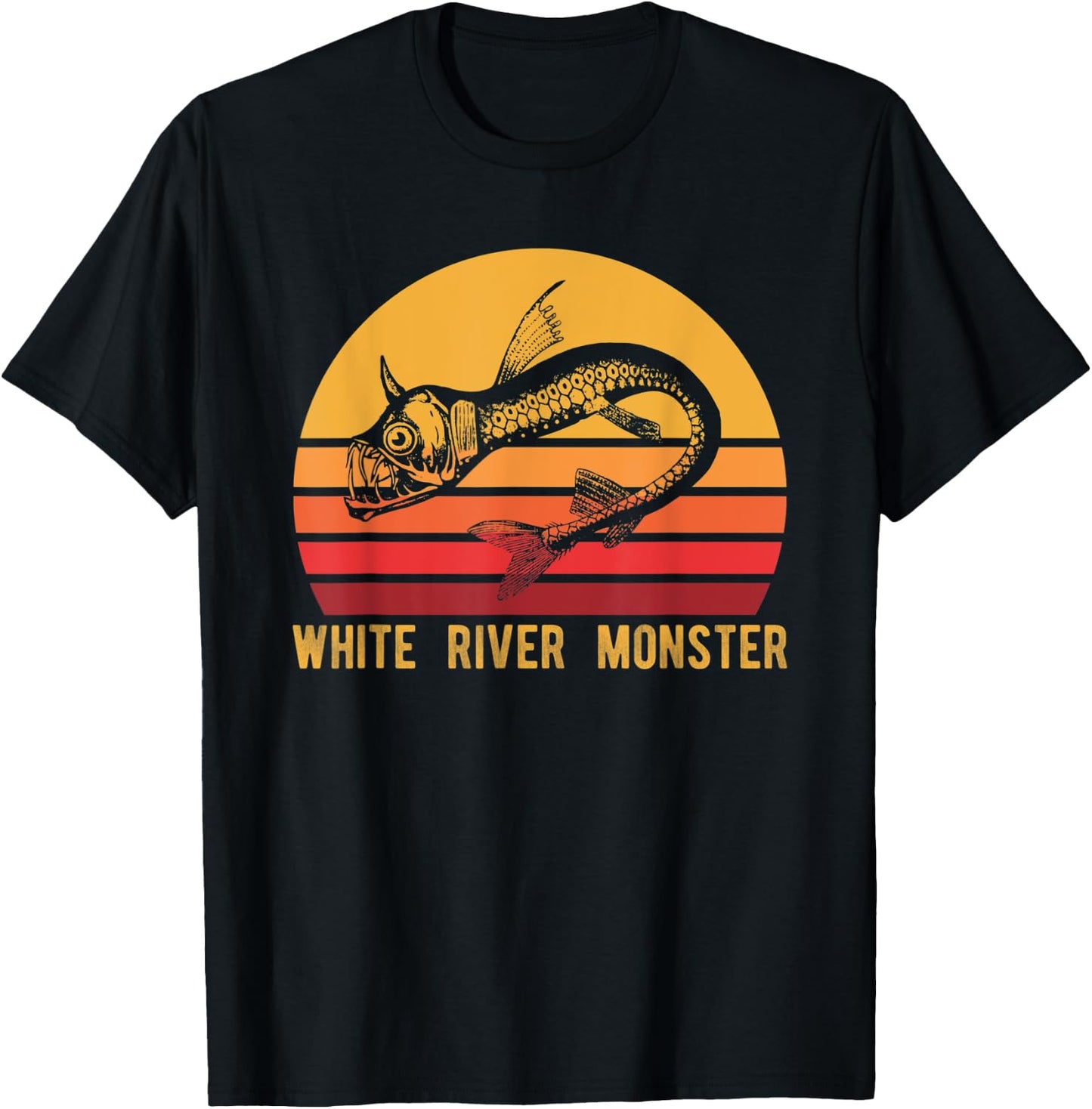 White River Monster Arkansas Cryptid Horned Fish T-Shirt - T-Shirt | Black