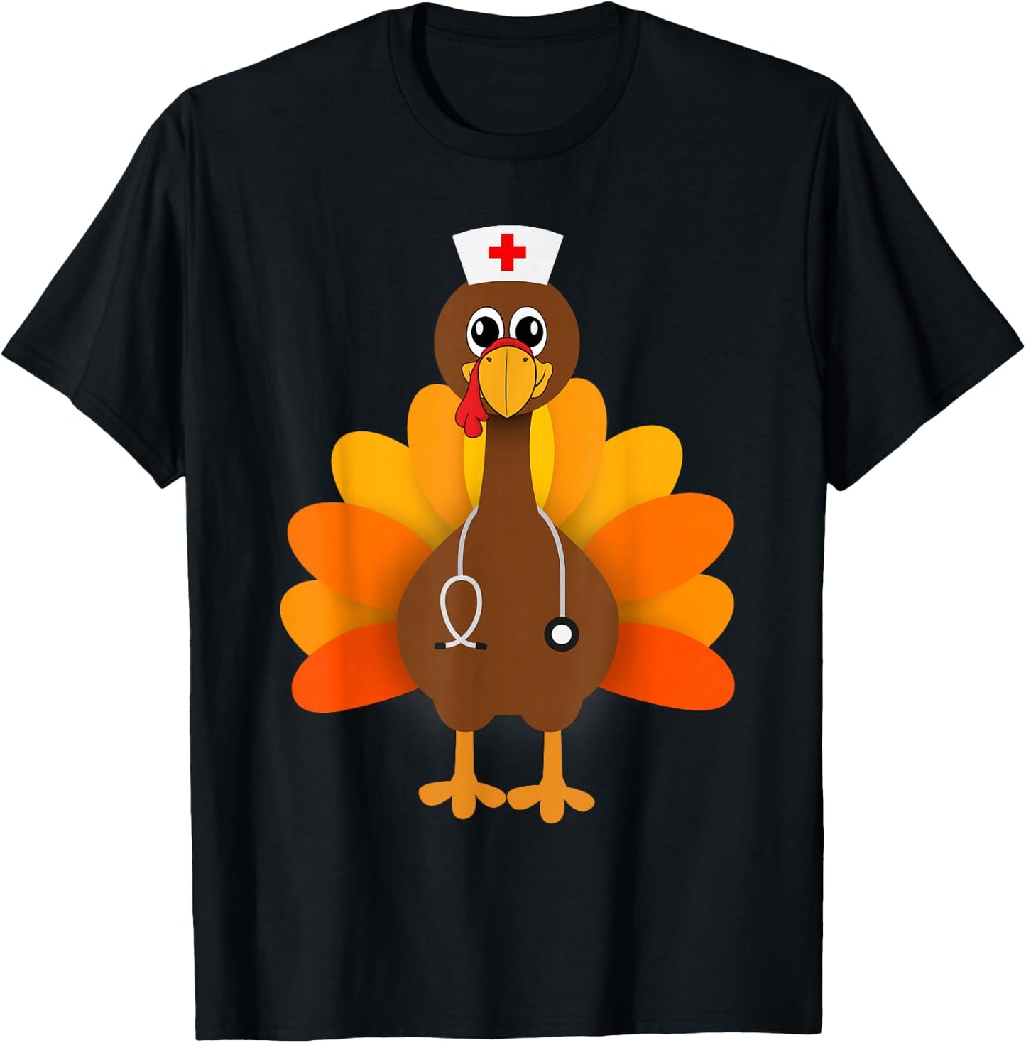 Thanksgiving Scrub Tops Women Turkey Nurse Holiday Nursing T-Shirt - T-Shirt | Black
