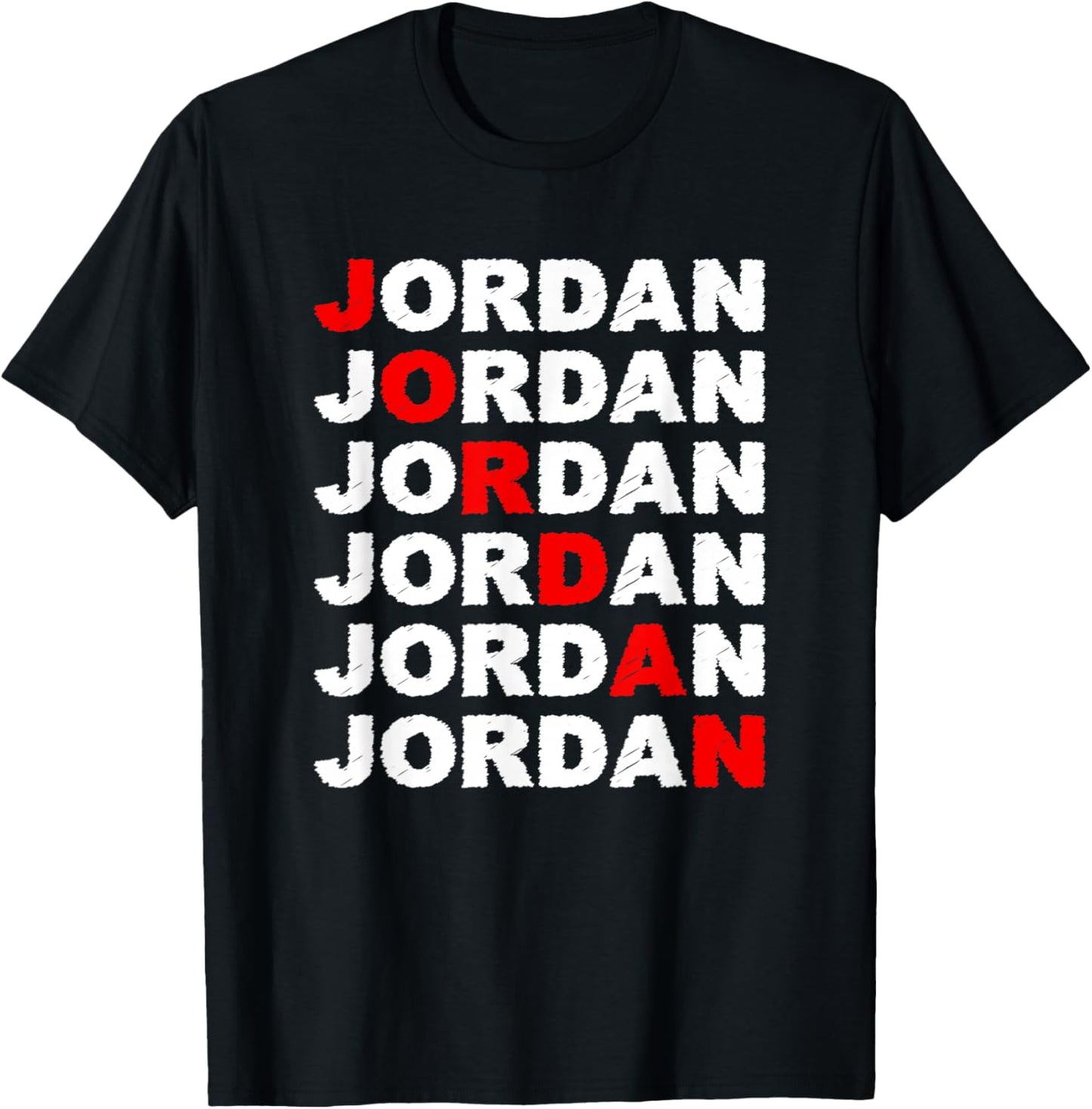 Name Jordan Distressed Typography Diagonal Design T-Shirt - T-Shirt | Black