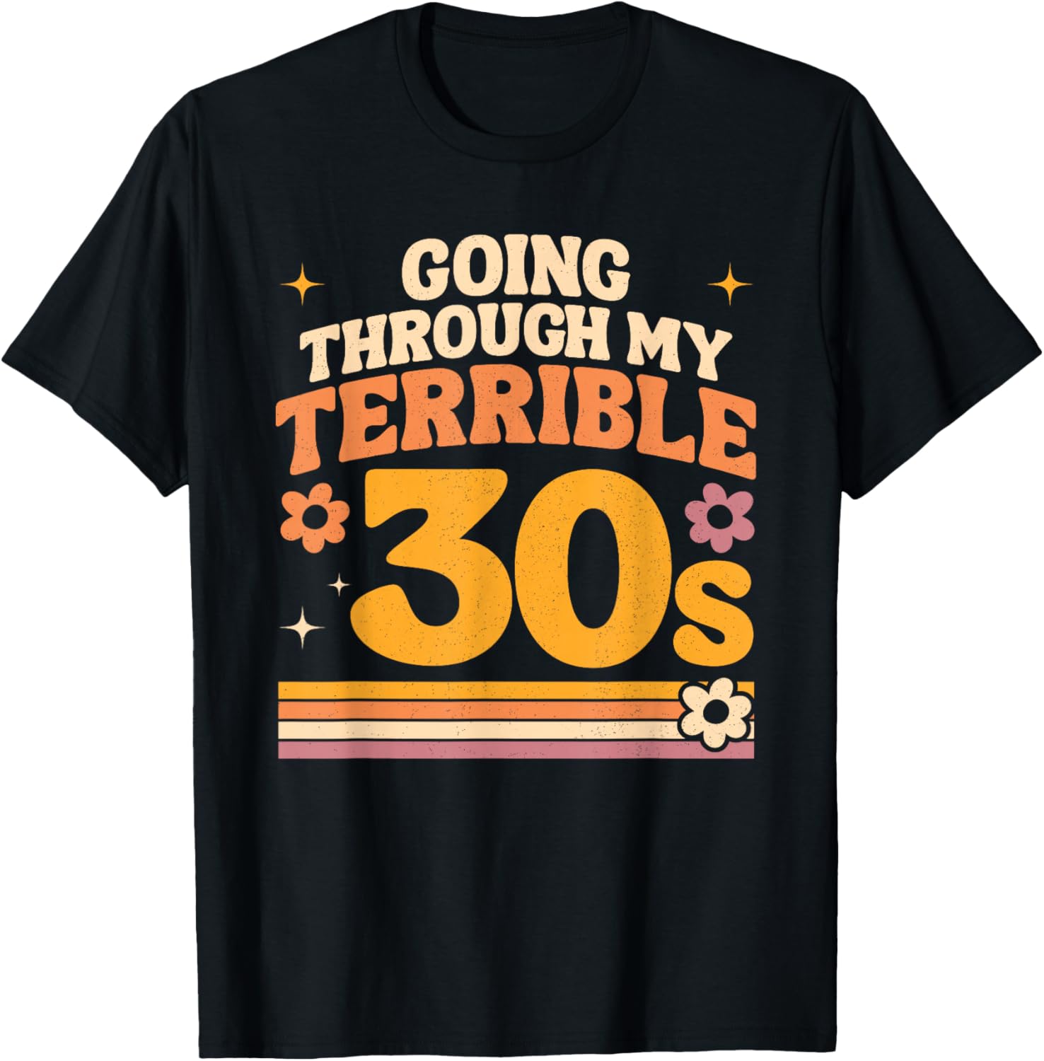 Terrible 30s Funny Retro Vintage (Font & Back) T-Shirt - T-Shirt | Black
