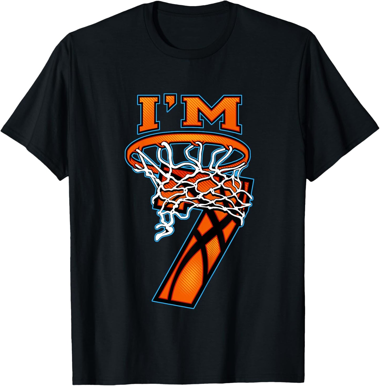Basketball I'm 7 Boy Girl 7th Birthday Gift T-Shirt - T-Shirt | Black