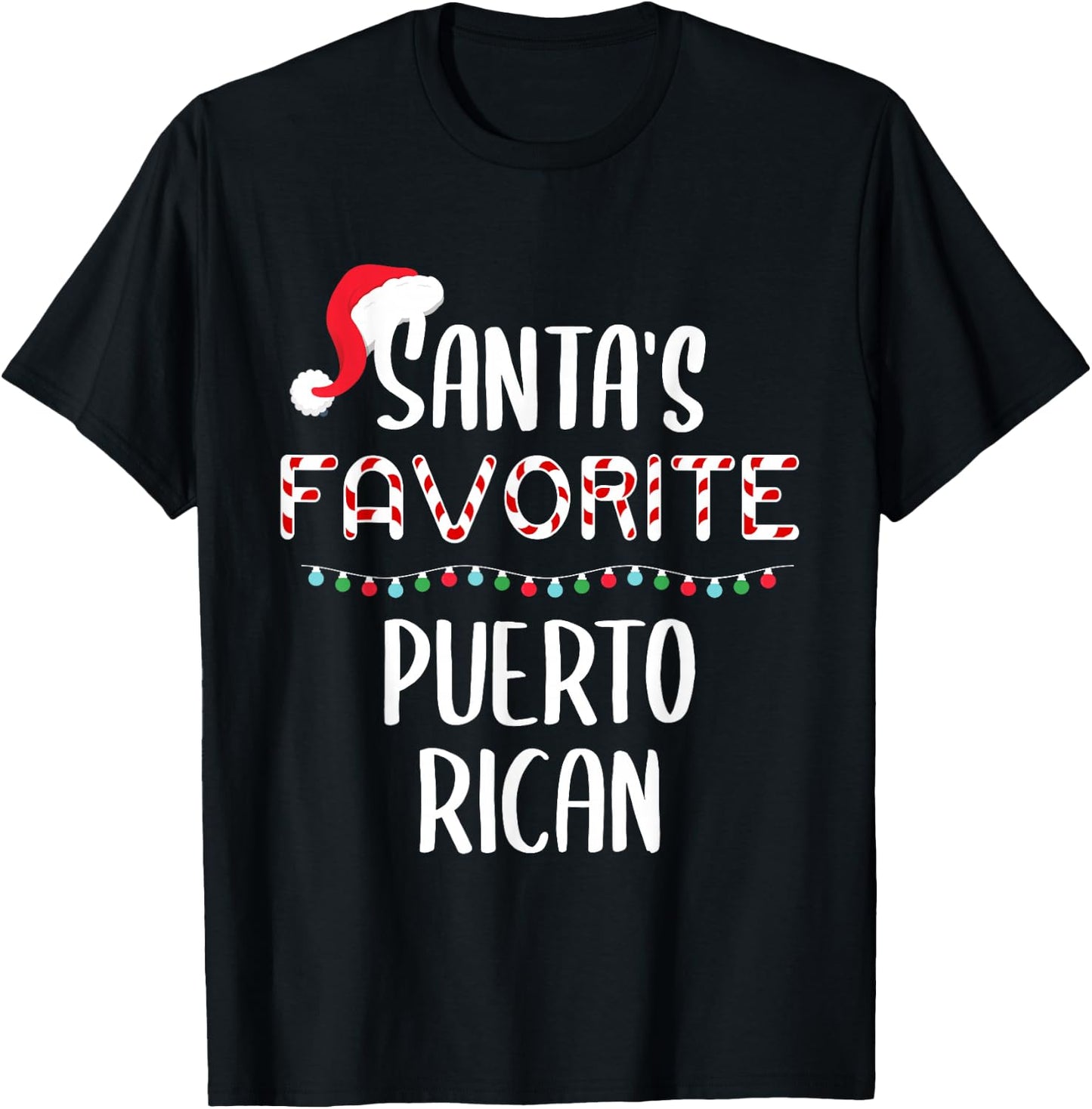 Santas Favorite Puerto Rican Pajamas Christmas Xmas T-Shirt - T-Shirt | Black