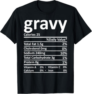 Gravy Nutrition Thanksgiving Costume Food Facts Christmas T-Shirt - T-Shirt | Black