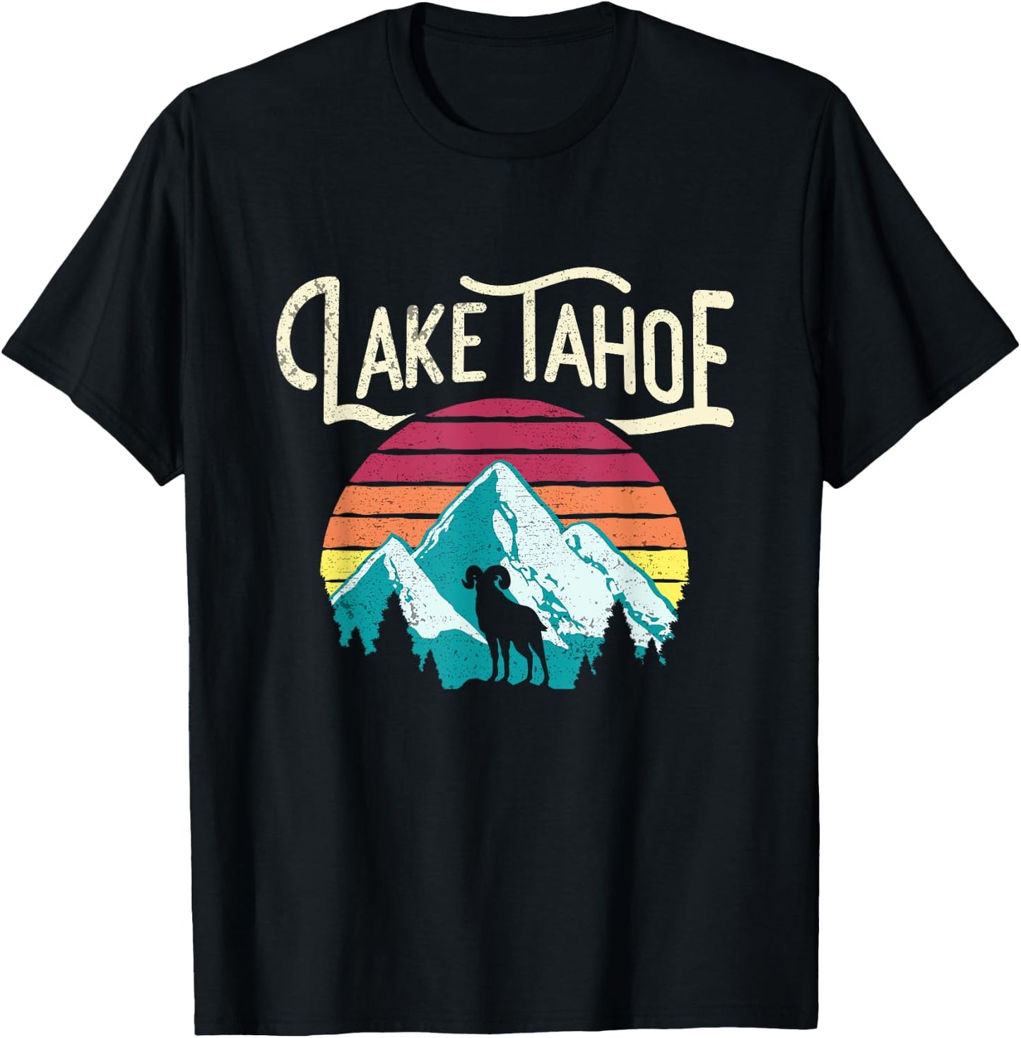 Vintage Lake Tahoe Mountains Retro T Shirt T-Shirt - T-Shirt | Black