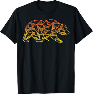 Geometric Bear Retro T Shirt Wild Alaska Mountain Animal T-Shirt - T-Shirt | Black