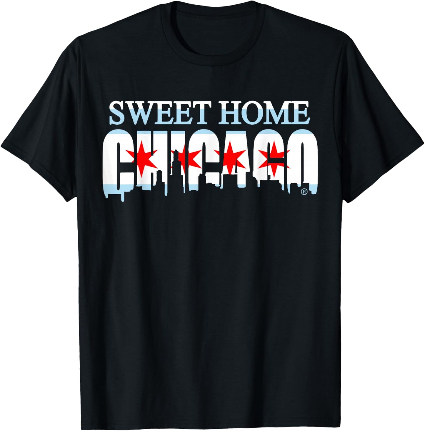 Sweet Home Chicago Flag Skyline Men Women Kids T-Shirt - T-Shirt | Black