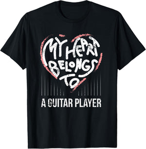 Guitarist Girlfriend or Wife My Heart Belongs To A Guitarist T-Shirt - T-Shirt | Black