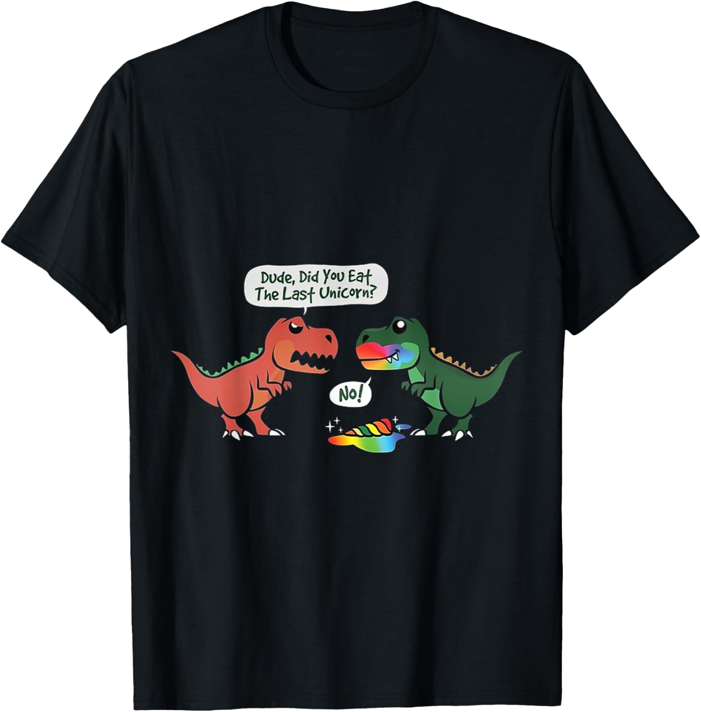 T-Rex Ate Last Unicorn Rainbow Dinosaur Dino Cool Cute Funny T-Shirt - T-Shirt | Black