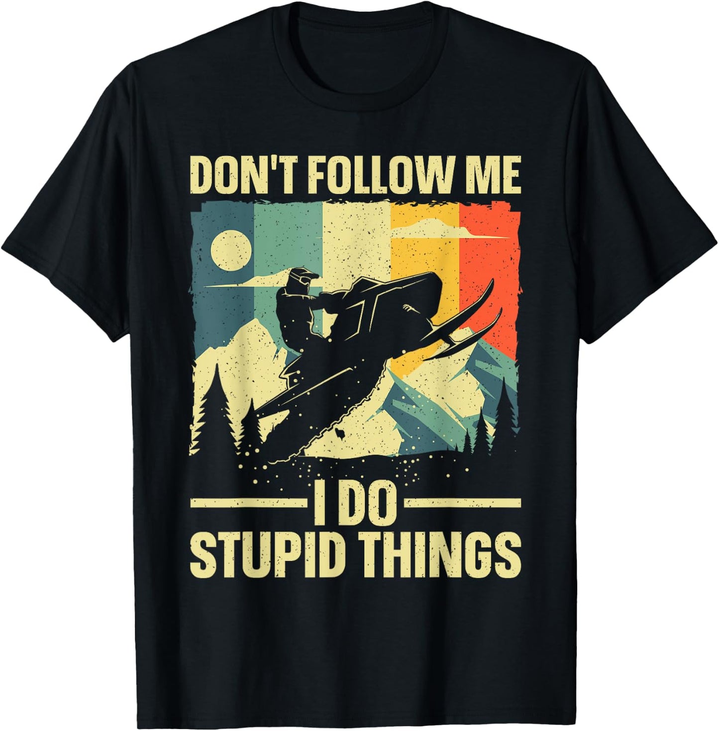 Snowmobile Gift Snowmobiling Accessories & Stuff -Child Snow Black Small Classic Fit Short Sleeve Art Snowmobile-Themed T-Shirt - T-Shirt | Black