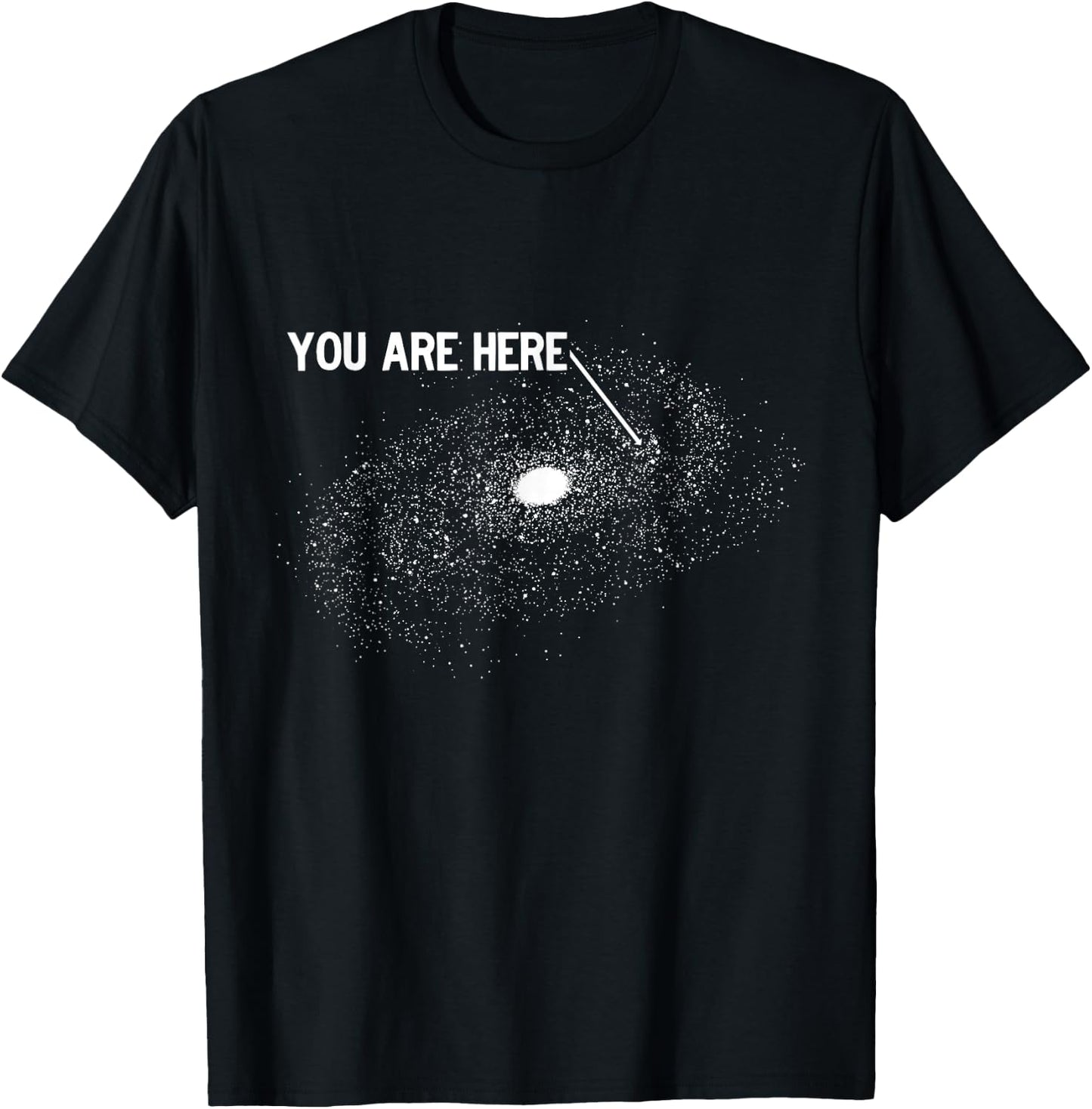 You Are Here Milky Way Galaxy Arrow Pointing at Earth T-Shirt - T-Shirt | Black
