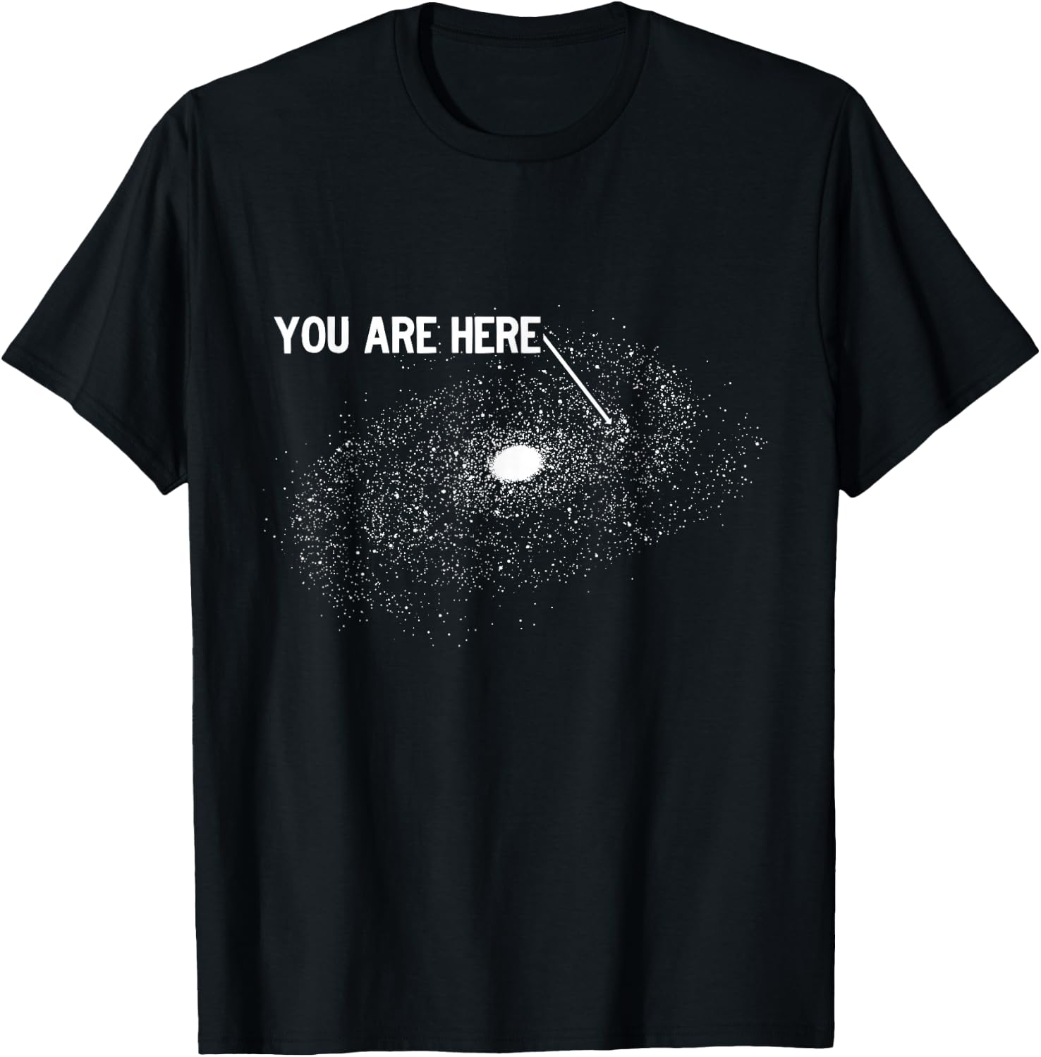 You Are Here Milky Way Galaxy Arrow Pointing at Earth T-Shirt - T-Shirt | Black