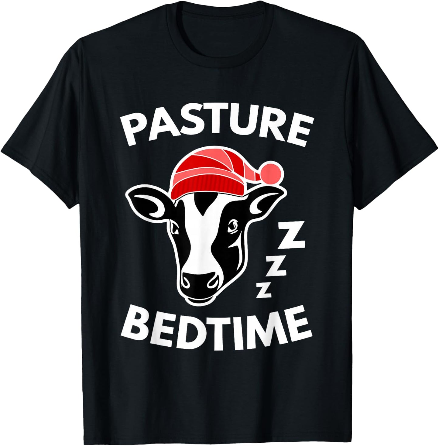 Pasture Bedtime Shirt Funny Cute Cow Pajamas Gift T-Shirt - T-Shirt | Black